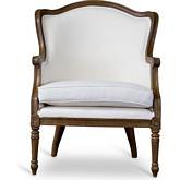 Charlemagne Accent Chair in Beige Fabric & Wood